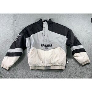 Vintage NFL Oakland Raiders Jacket Men M Pullover 1/4 Zip Snap Retro 90s